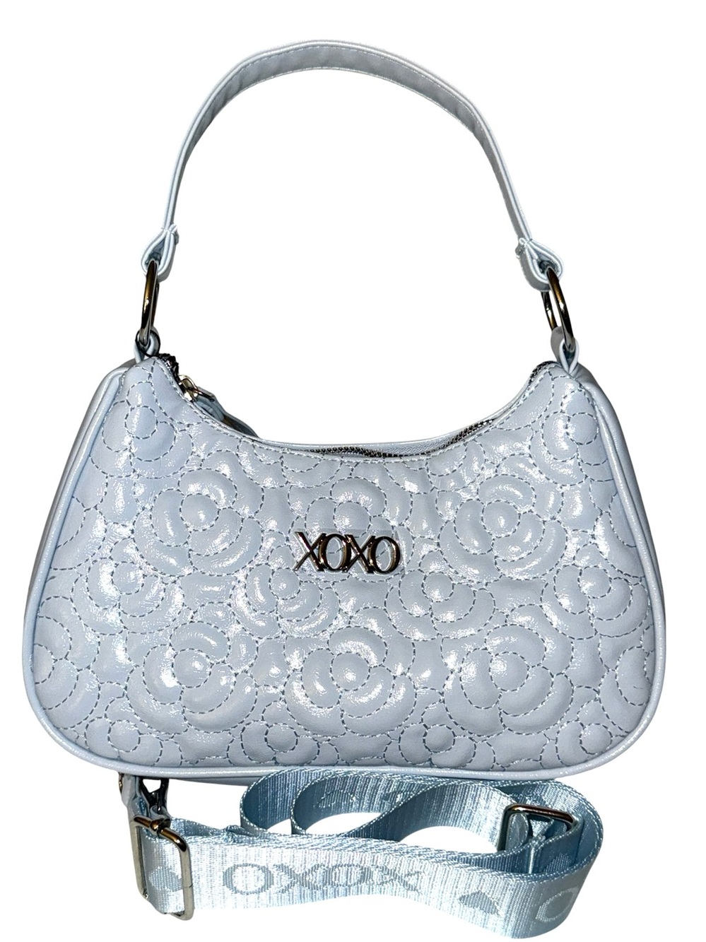 XOXO Ice Blue Quilted Stitch Shoulder/X-body Vegan Leather  Bag - NWT